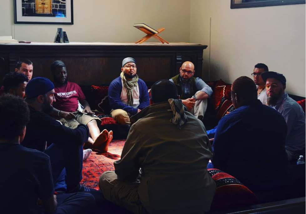 A gathering with brothers and esteemed teachers Micah Anderson, Imam Mendes, and Dr. Meraj at Zaytuna College 2019.