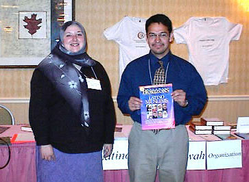 Samantha Sanchez and Juan Galvan with Islamic Horizons issue dedicated to the Latino Muslim community.